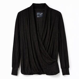 Maeve by Anthropologie Rafaela Hacci Faux Wrap Surplice Top Brown Small